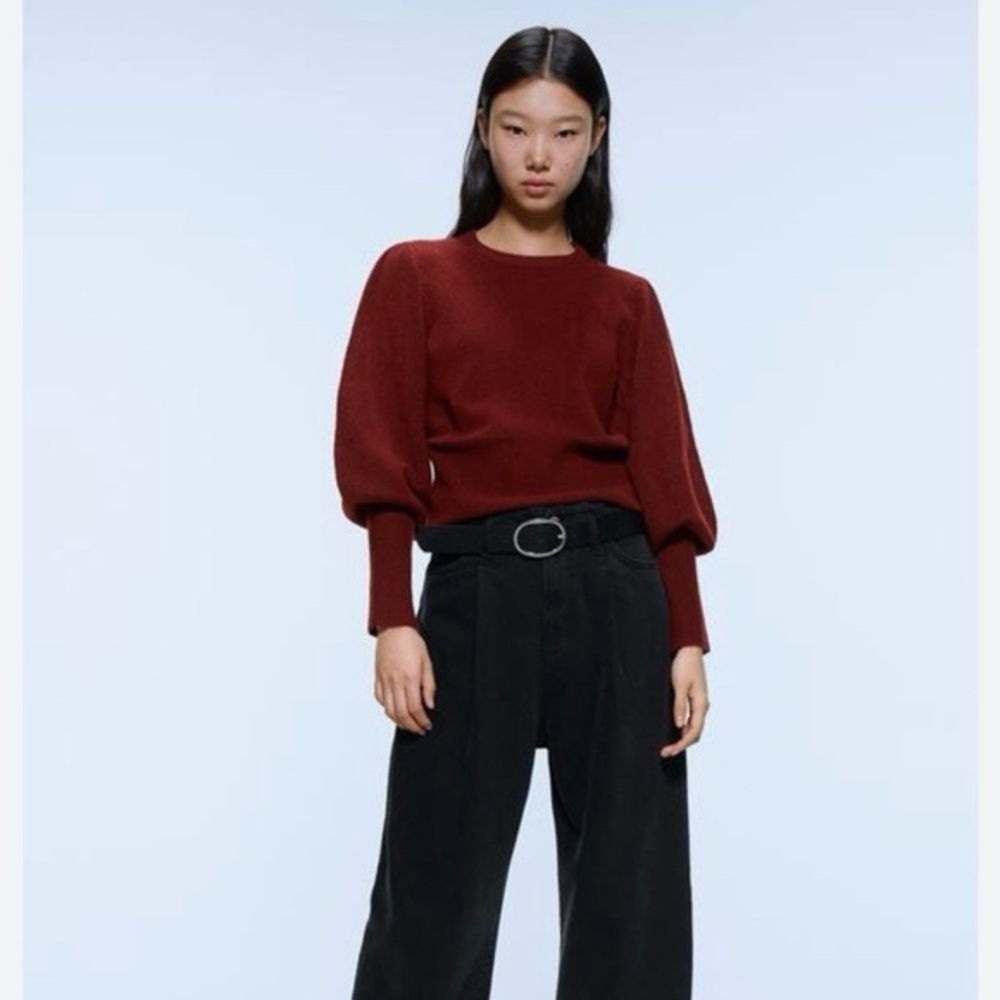 Zara Knit Puff Sleeve Sweater Size M